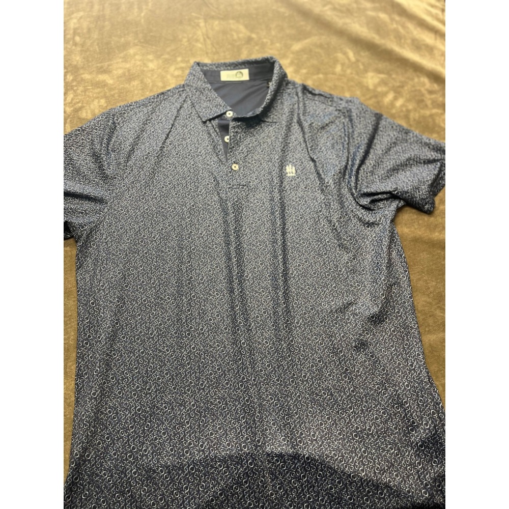 High Pines Mens Medium Golf‎ Polo Shirt Blue Pattern Short Sleeve